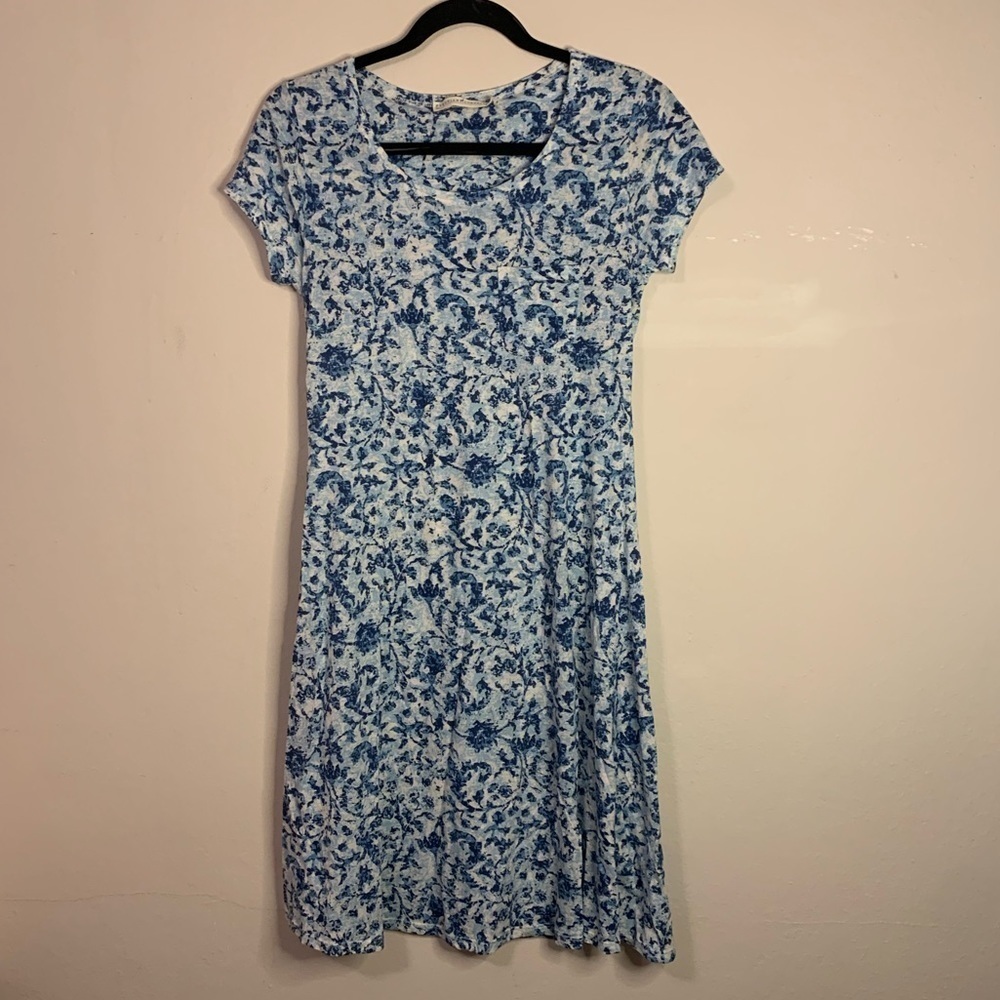 Peruvian Connection Blue Floral Tee Dress